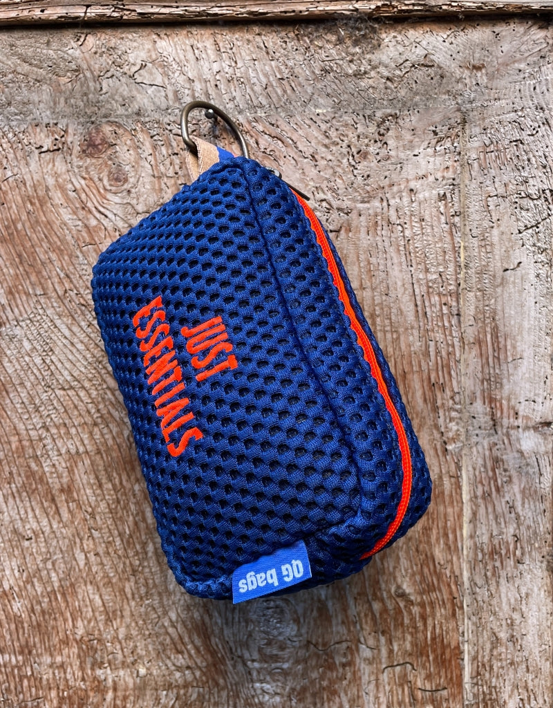 Light blue pill with fluorescent pink embroidery