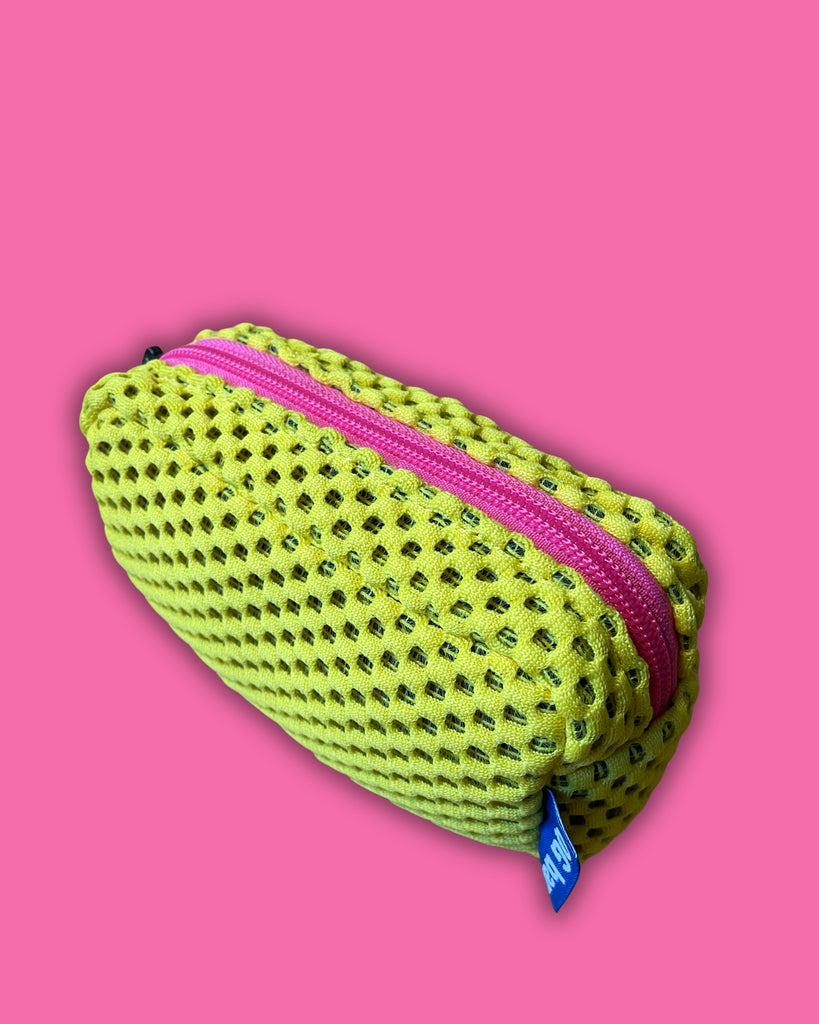 MICRO PILLOLA neoprene giallo + cerniera fucsia fluo