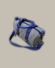MISS BAG tessuto intrecciato grigio + manico bluette