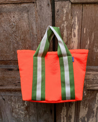 Super Bag pelosino arancione fluo + manico large verde/panna