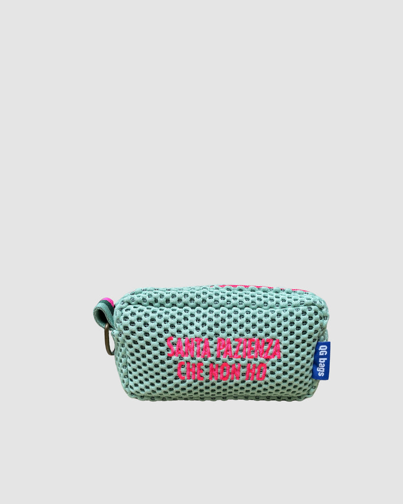 PILLOLA neoprene menta + ricamo fucsia fluo