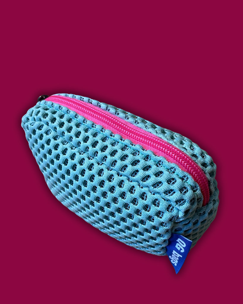MICRO PILLOLA neoprene menta + cerniera fucsia fluo