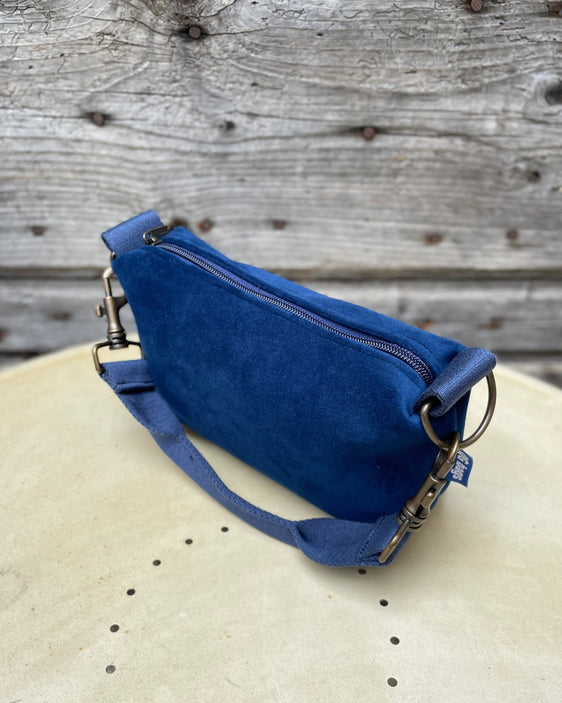 MINI BRIOCHE velluto bluette + manico bluette