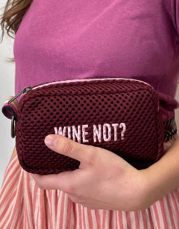 PILLOLA neoprene bordeaux + ricamo rosa