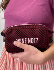 PILLOLA neoprene bordeaux + ricamo rosa