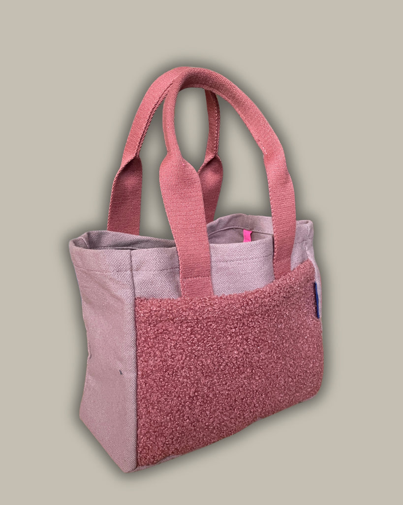 VOLTAGABBANA tessuto rosa chiaro + manici rosa antico + tasca arancione rosa antico