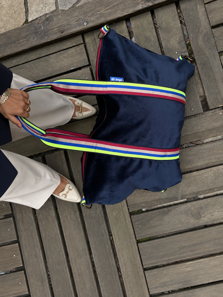VALENTINA BAG velluto blu + manico 27
