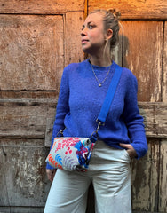 BRIOCHE velluto impermeabile Japan grigio + manico blu elettrico