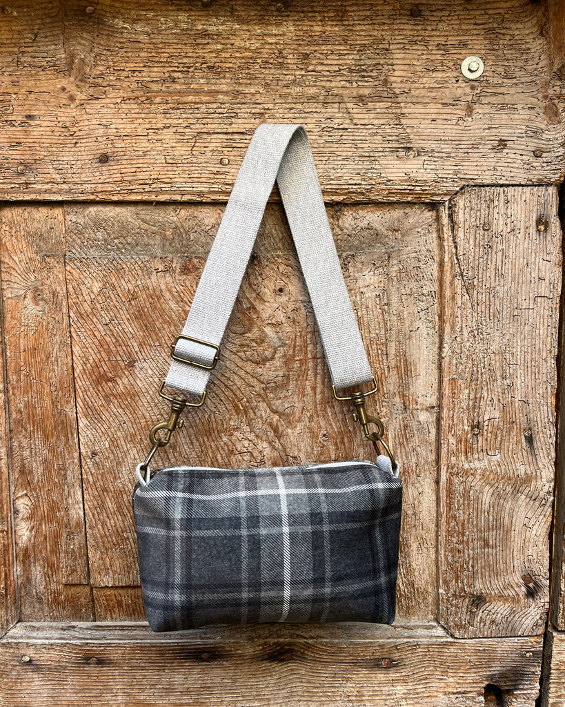 BRIOCHE velluto impermeabile tartan grigi + manico grigio