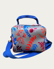 CARLOTTA velluto impermeabile Japan grigio + manico blu elettrico