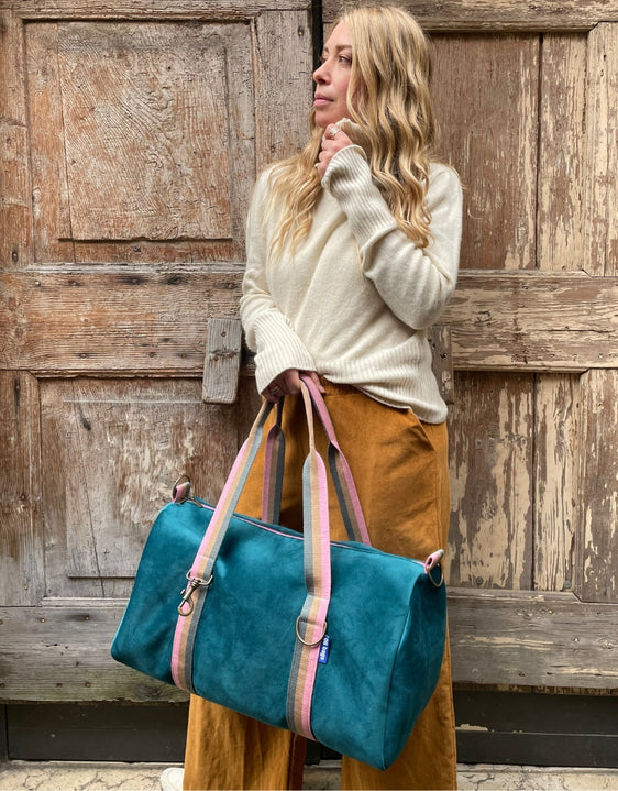 CITY BAG  velluto petrolio + manico 89