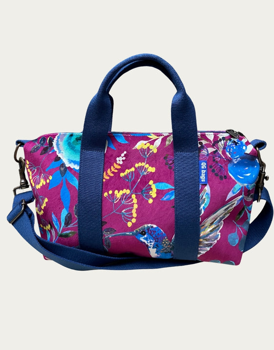 GRESSINA velluto impermeabile Japan prugna + manico blu cobalto