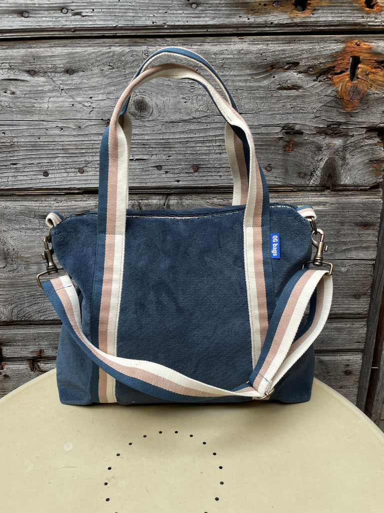 GRACE BAG tessuto spugna avio + manico 98