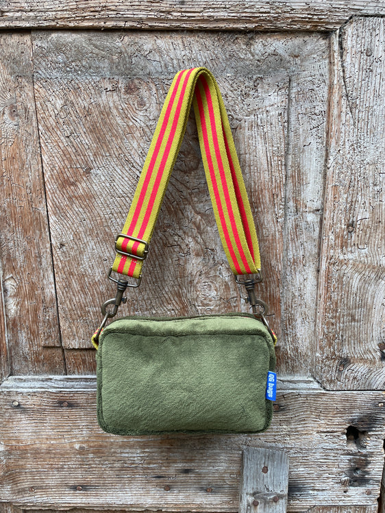 CECI BAG tessuto spugna verde oliva + manico H