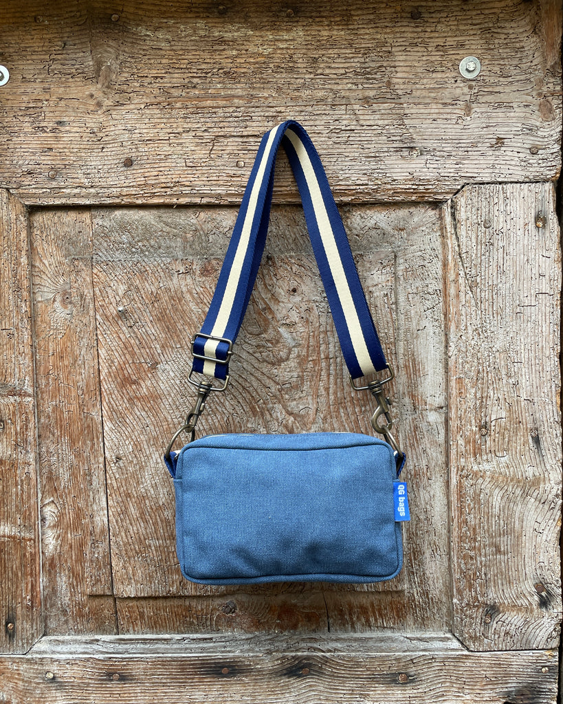 CECI BAG tessuto cotone bluette + manico 102
