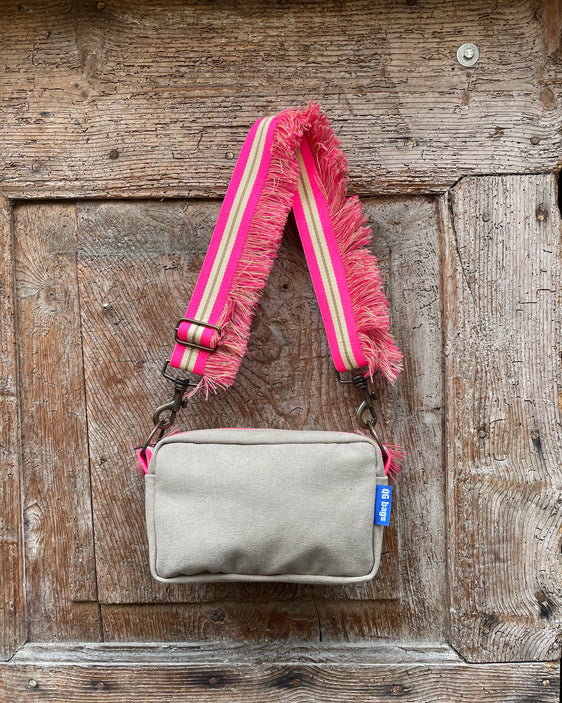 CECI BAG tessuto cotone ecru + manico "fru fru"