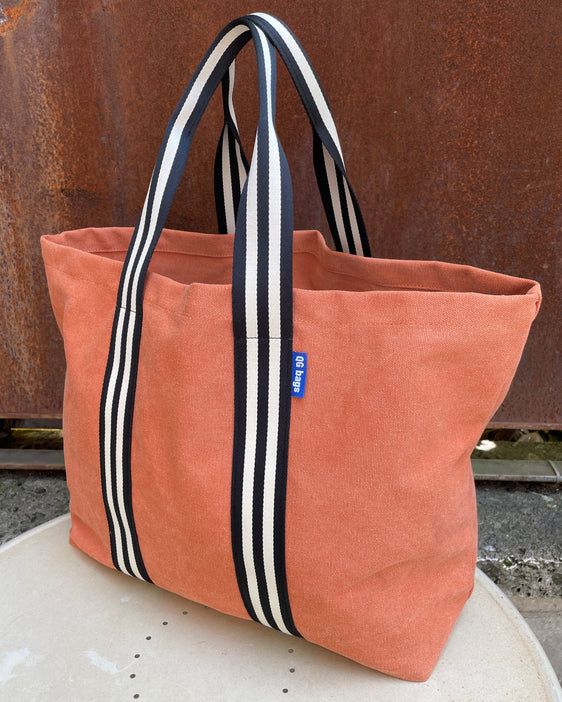 SUPER BAG tessuto cotone terracotta + manico B&W