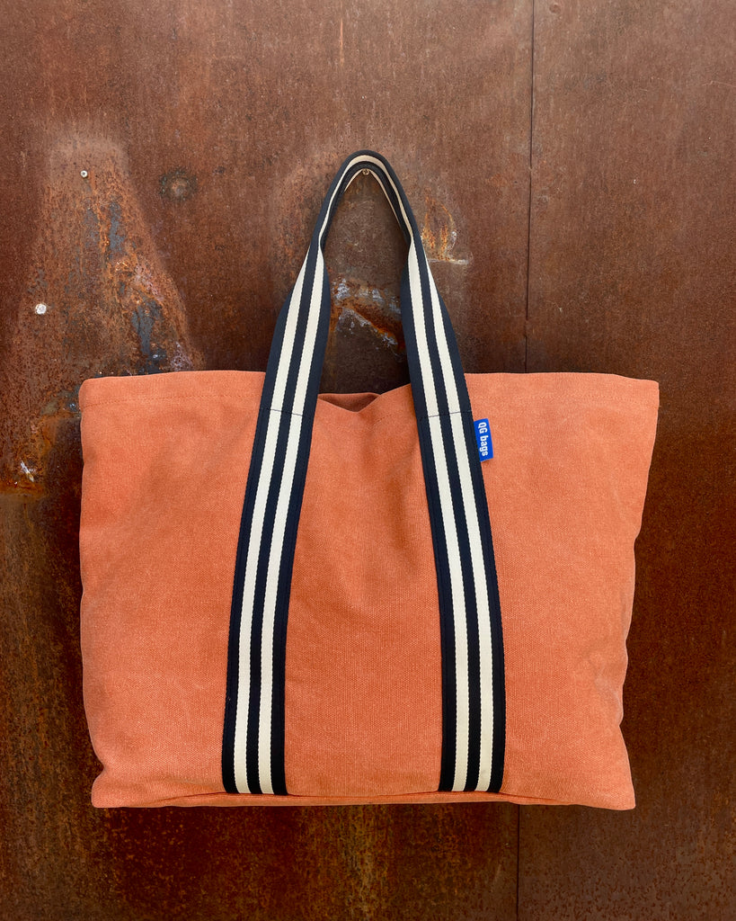 SUPER BAG tessuto cotone terracotta + manico B&W