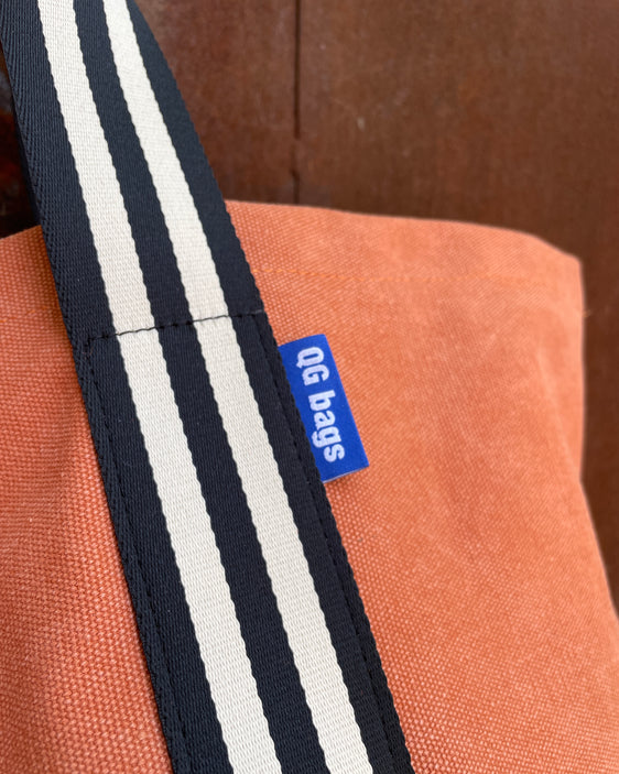 SUPER BAG tessuto cotone terracotta + manico B&W