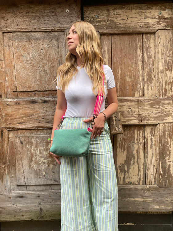 BRIOCHE tessuto spugna verde acqua + manico 7