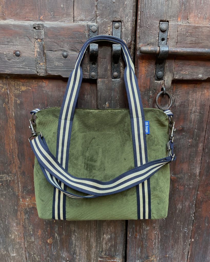 GRACE BAG tessuto spugna verde oliva + manico 29