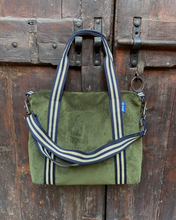 GRACE BAG tessuto spugna verde oliva + manico 29
