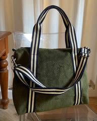 GRACE BAG tessuto spugna verde oliva + manico 29