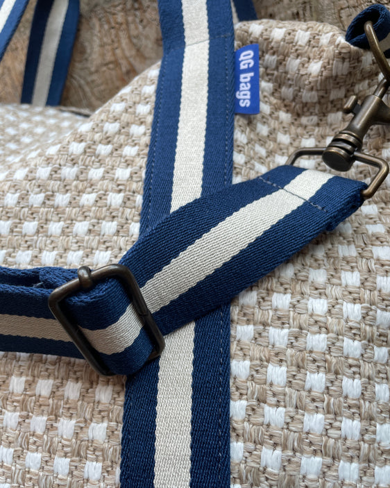 Grace Bag tessuto intrecciato - manico 10 bluette/bianco/bluette