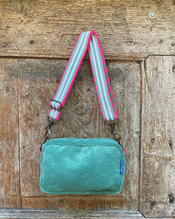 CECI BAG tessuto spugna verde acqua + manico 95