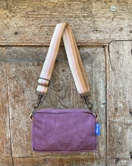 CECI BAG tessuto cotone malva + manico ILA