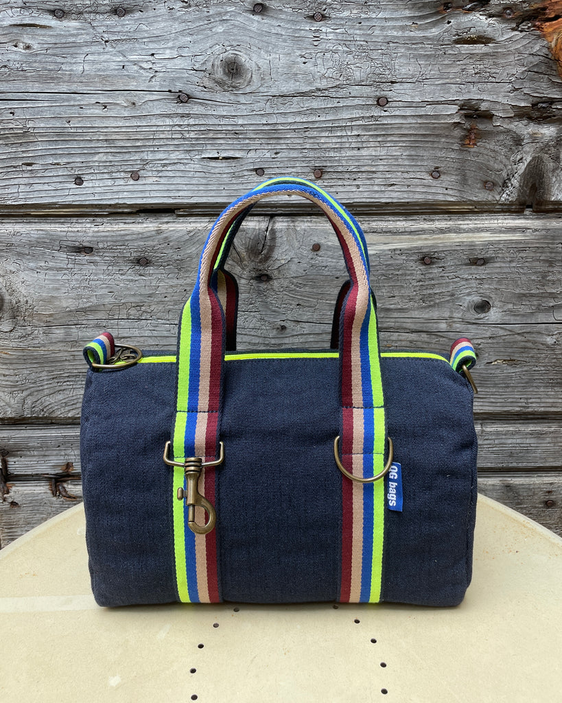Lady Bag -  tessuto cotone blu - manico 27