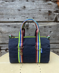 Lady Bag -  tessuto cotone blu - manico 27