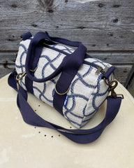 Lady Bag -  cotone jaquard cime - manico blu