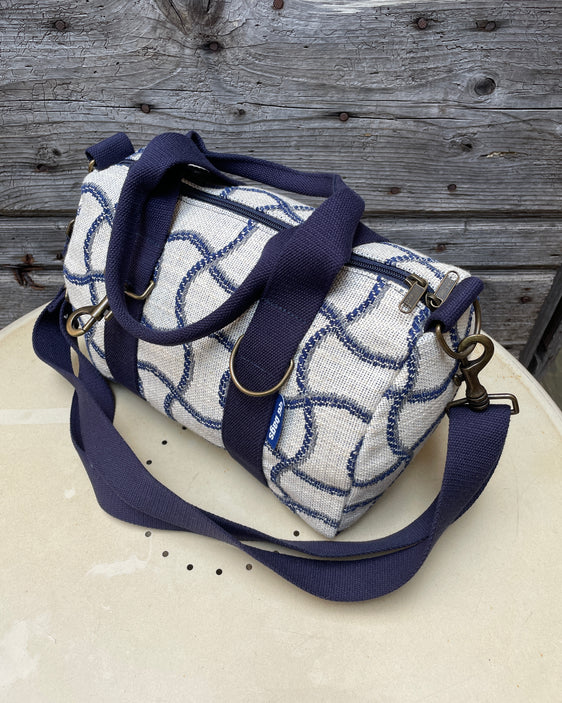 Lady Bag -  cotone jaquard cime - manico blu