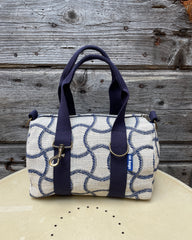 Lady Bag -  cotone jaquard cime - manico blu
