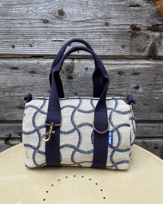 Lady Bag -  cotone jaquard cime - manico blu