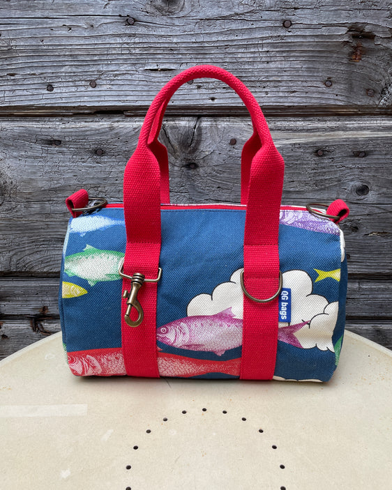 Lady Bag - canvas stampato fantasia  - manico rosso