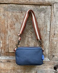 CECI BAG tessuto cotone blu + manico 60's