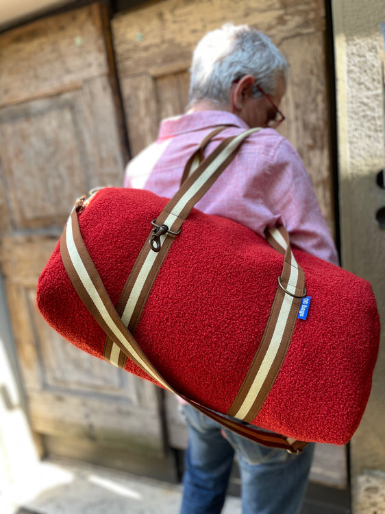 CITY pelosino rosso + manico beige/panna/beige