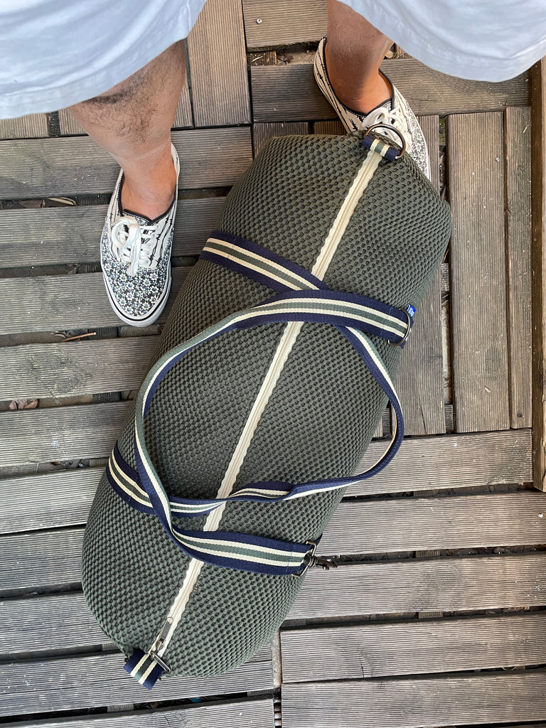 TRAVEL gray herringbone fabric + handle 70
