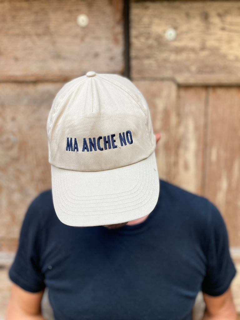 CAP cream fabric + blue embroidery
