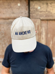 CAP cream fabric + blue embroidery