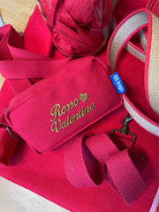 PILLOLA tessuto rosso + ricamo oro