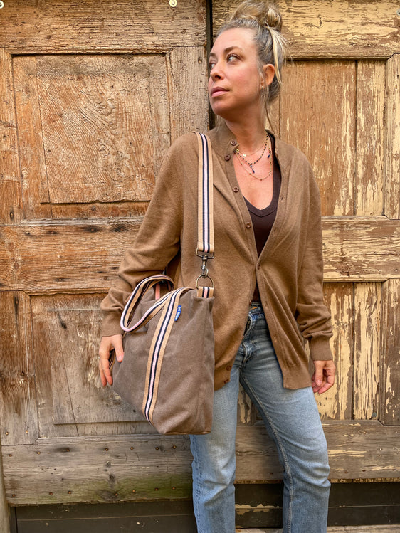 Grace Bag tessuto marroncino + manico 74