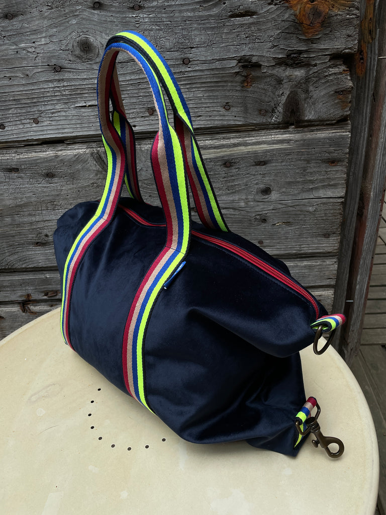 VALENTINA BAG velluto blu + manico 27