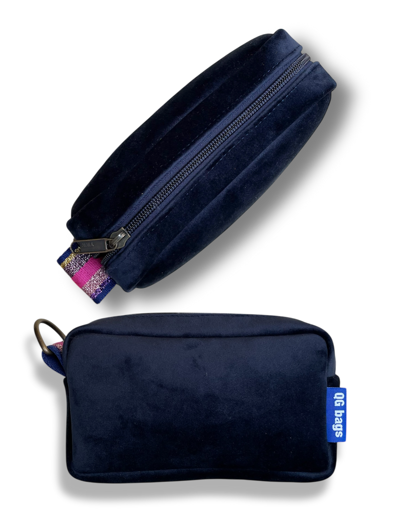 PILLOLA velluto impermeabile blu scuro + cerniera blu scuro