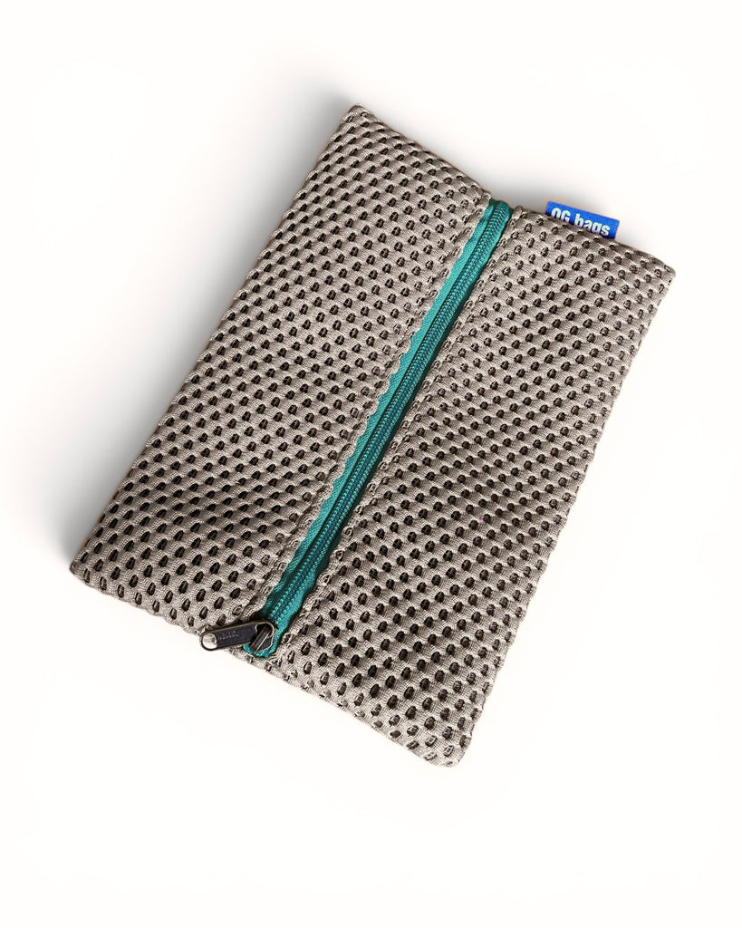 SOGLIOLA neoprene beige + cerniera verde acqua