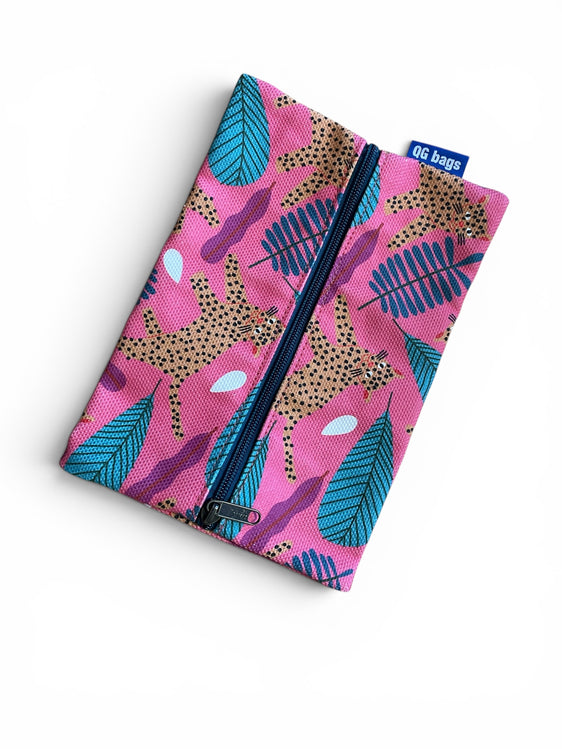 SOGLIOLA canvas stampato rosa + cerniera blu