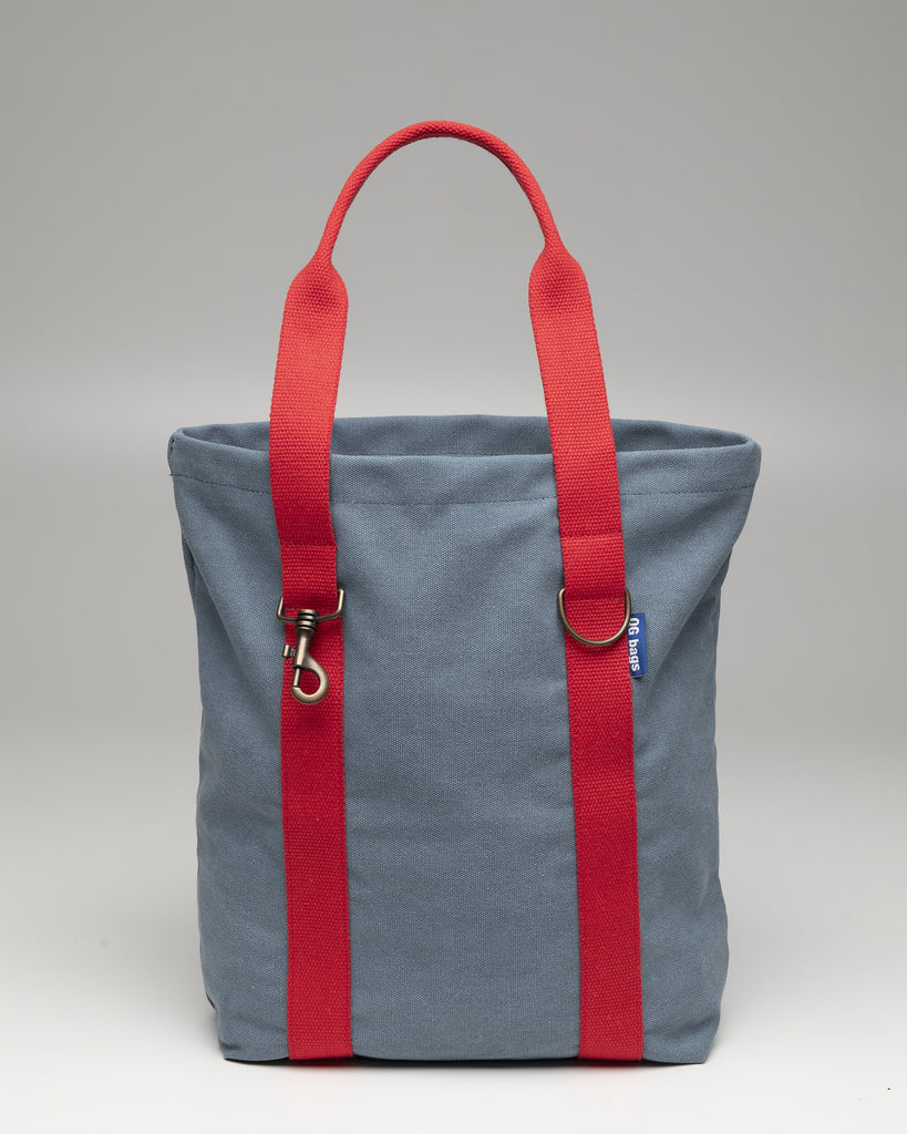 SAC BAG tessuto cotone azzurro + rosso