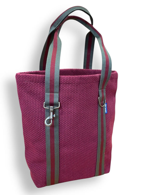 SAC tessuto vintage bordeaux +manico verde/bordeaux/verde